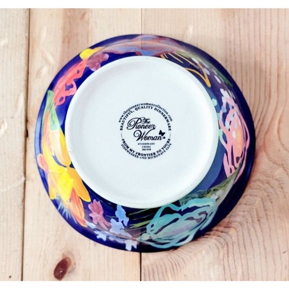 The Pioneer Woman Celia Blue Floral Soup Cereal Bowls SET OF 4 Scalloped Edge - Picture 10 of 12
